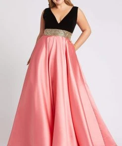 Mac Duggal Fabulouss - 66787F Embellished V-neck Ballgown With Train Formal Gowns