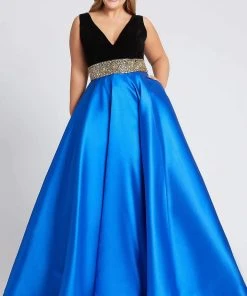 Mac Duggal Fabulouss - 66787F Embellished V-neck Ballgown With Train Formal Gowns