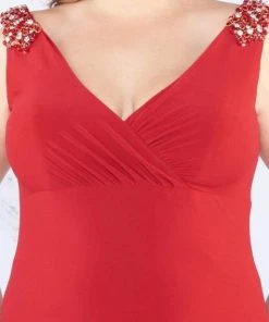 Mac Duggal Fabulouss - 66810F Embellished V-neck Empire Trumpet Dress Formal Gowns 7 Mac Duggal Fabulouss - 66810F Embellished V-neck Empire Trumpet Dress Formal Gowns