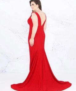 Mac Duggal Fabulouss - 66810F Embellished V-neck Empire Trumpet Dress Formal Gowns 6 Mac Duggal Fabulouss - 66810F Embellished V-neck Empire Trumpet Dress Formal Gowns