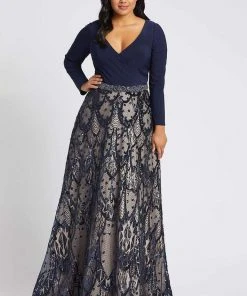 Mac Duggal Fabulouss - 67241F Long Sleeves Netted Long Dress Formal Gowns