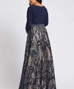 Mac Duggal Fabulouss - 67241F Long Sleeves Netted Long Dress Formal Gowns