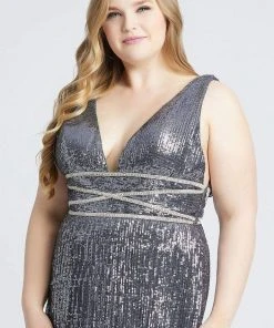 Mac Duggal Fabulouss - 77558F Sequined Plunging V-Neck Sheath Gown 8 Mac Duggal Fabulouss - 77558F Sequined Plunging V-Neck Sheath Gown