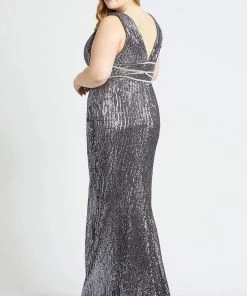 Mac Duggal Fabulouss - 77558F Sequined Plunging V-Neck Sheath Gown 7 Mac Duggal Fabulouss - 77558F Sequined Plunging V-Neck Sheath Gown