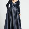 Mac Duggal Fabulouss - 77565F Sequined Plunging Long Sleeves Gown Formal Gowns 2 Mac Duggal Fabulouss - 77565F Sequined Plunging Long Sleeves Gown Formal Gowns