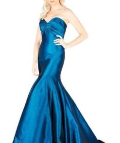 Mac Duggal Flash - 12110L Metallic Mesh Strapless Trumpet Evening Gown Formal Gowns