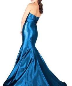 Mac Duggal Flash - 12110L Metallic Mesh Strapless Trumpet Evening Gown Formal Gowns