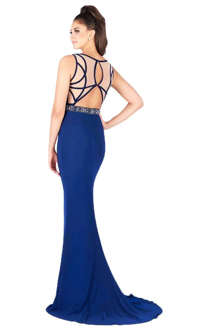Mac Duggal Flash - 2062L Crisscross-Paneled Illusion Jersey Gown 5 Mac Duggal Flash - 2062L Crisscross-Paneled Illusion Jersey Gown