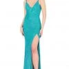 Mac Duggal Flash - 4817L High Slit Allover Beaded Sheath Gown