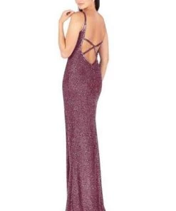 Mac Duggal Flash - 4817L High Slit Allover Beaded Sheath Gown