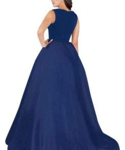 Mac Duggal Flash - 66738L Sleeveless Jersey Swiss Dot Skirt Gown Formal Gowns