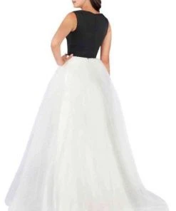 Mac Duggal Flash - 66738L Sleeveless Jersey Swiss Dot Skirt Gown Formal Gowns