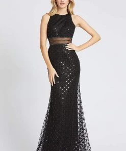 Mac Duggal Flash - 67329L Beaded Halter Neck Trumpet Dress