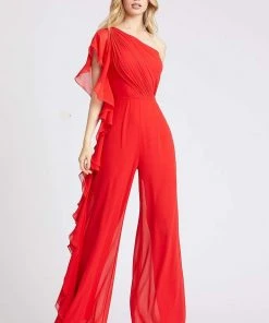 Prom Dresses Mac Duggal Flash - 67381L Asymmetric Neckline Long Jumpsuit