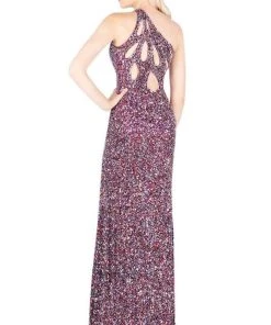Mac Duggal Flash - Sequined Asymmetric Sheath Dress With Train 4918L Formal Gowns