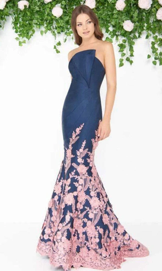 Mac Duggal - Floral Lace Pleated Mermaid Evening Gown 80761D - 1 Pc Midnight Rose In Size 8 Available Formal Gowns 3 Mac Duggal - Floral Lace Pleated Mermaid Evening Gown 80761D - 1 Pc Midnight Rose In Size 8 Available Formal Gowns