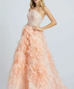 Mac Duggal Prom - 11119M Strapless Embroidered Ruffled A-line Gown Formal Gowns