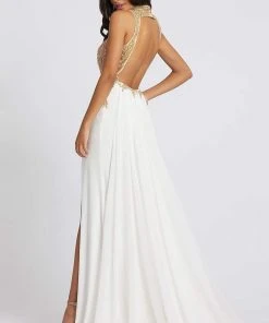 Mac Duggal Prom - 12106M Bedazzled High Neck Sheath Dress With Train Formal Gowns