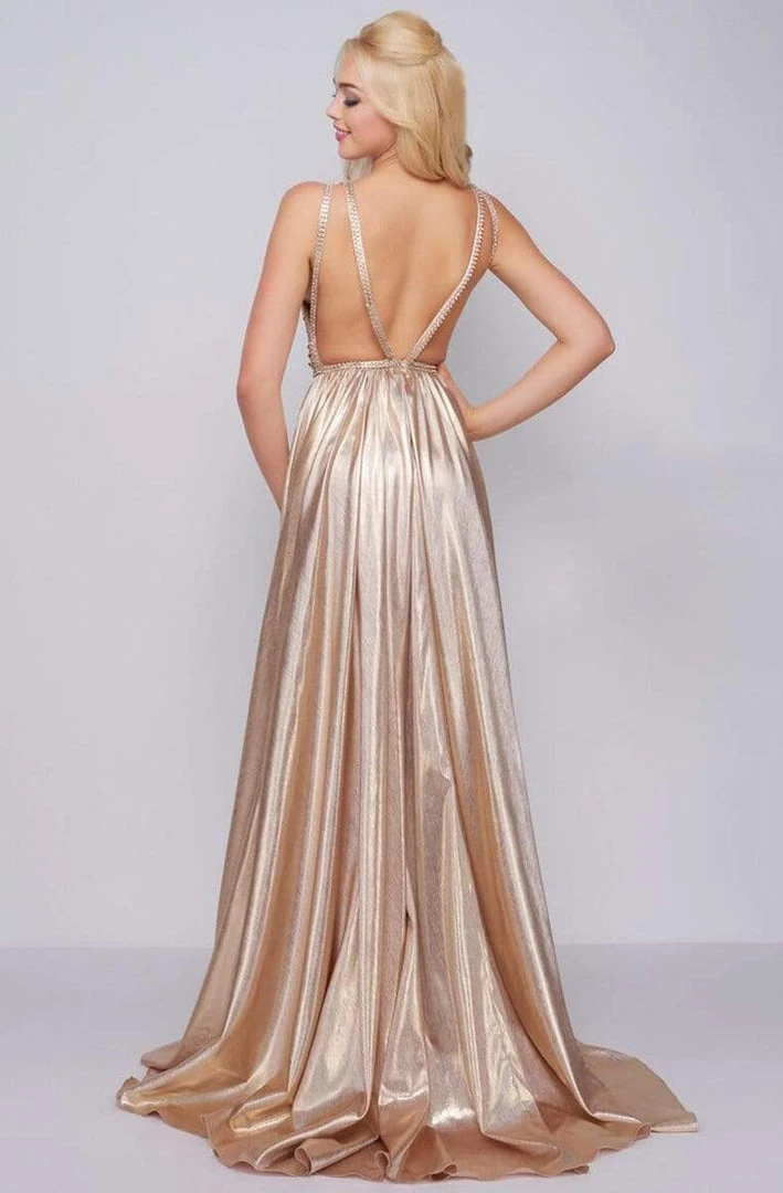 Formal Gowns Mac Duggal Prom - 12143M Beaded Plunging V Neck With Overskirt 4 Formal Gowns Mac Duggal Prom - 12143M Beaded Plunging V Neck With Overskirt