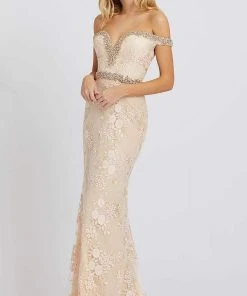 Mac Duggal Prom - 12159M Jewel-Trimmed Off Shoulder Embroidered Gown Formal Gowns