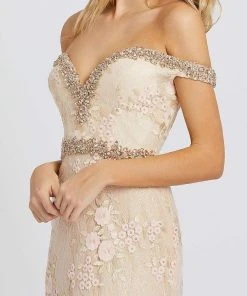 Mac Duggal Prom - 12159M Jewel-Trimmed Off Shoulder Embroidered Gown Formal Gowns