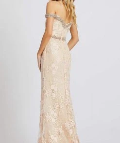 Mac Duggal Prom - 12159M Jewel-Trimmed Off Shoulder Embroidered Gown Formal Gowns