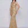 Formal Gowns Mac Duggal Prom - 12162M Bead-Fringed Sleeve Gilded Sheath Gown 1 Formal Gowns Mac Duggal Prom - 12162M Bead-Fringed Sleeve Gilded Sheath Gown