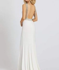 Formal Gowns Mac Duggal Prom - 12342M Crystal Accent Deep V Neck Fitted Long Gown 7 Formal Gowns Mac Duggal Prom - 12342M Crystal Accent Deep V Neck Fitted Long Gown