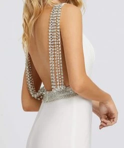 Formal Gowns Mac Duggal Prom - 12342M Crystal Accent Deep V Neck Fitted Long Gown 8 Formal Gowns Mac Duggal Prom - 12342M Crystal Accent Deep V Neck Fitted Long Gown