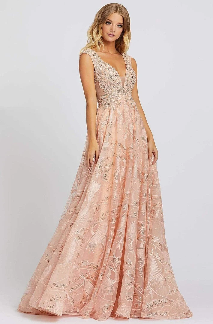 Mac Duggal Prom - 20184M Embroidered Deep V-neck A-line Gown 3 Mac Duggal Prom - 20184M Embroidered Deep V-neck A-line Gown