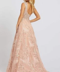 Mac Duggal Prom - 20184M Embroidered Deep V-neck A-line Gown 6 Mac Duggal Prom - 20184M Embroidered Deep V-neck A-line Gown