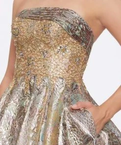 Mac Duggal Prom - 2099M Embossed Metallic Brocade Strapless Ballgown 7 Mac Duggal Prom - 2099M Embossed Metallic Brocade Strapless Ballgown