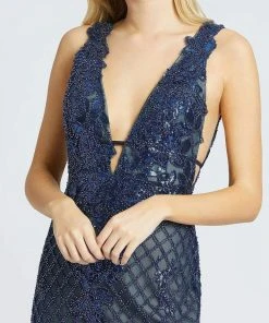 Mac Duggal Prom - 26258M Plunging Back Lattice Mermaid Gown Formal Gowns