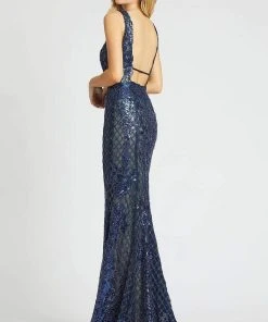 Mac Duggal Prom - 26258M Plunging Back Lattice Mermaid Gown Formal Gowns