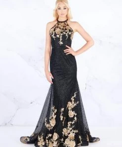 Mac Duggal Prom - 30578M Beaded Halter Strappy Back Embellished Gown