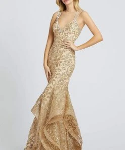 Formal Gowns Mac Duggal Prom - 49015M Strappy Embellished Ruffled Mermaid Dress