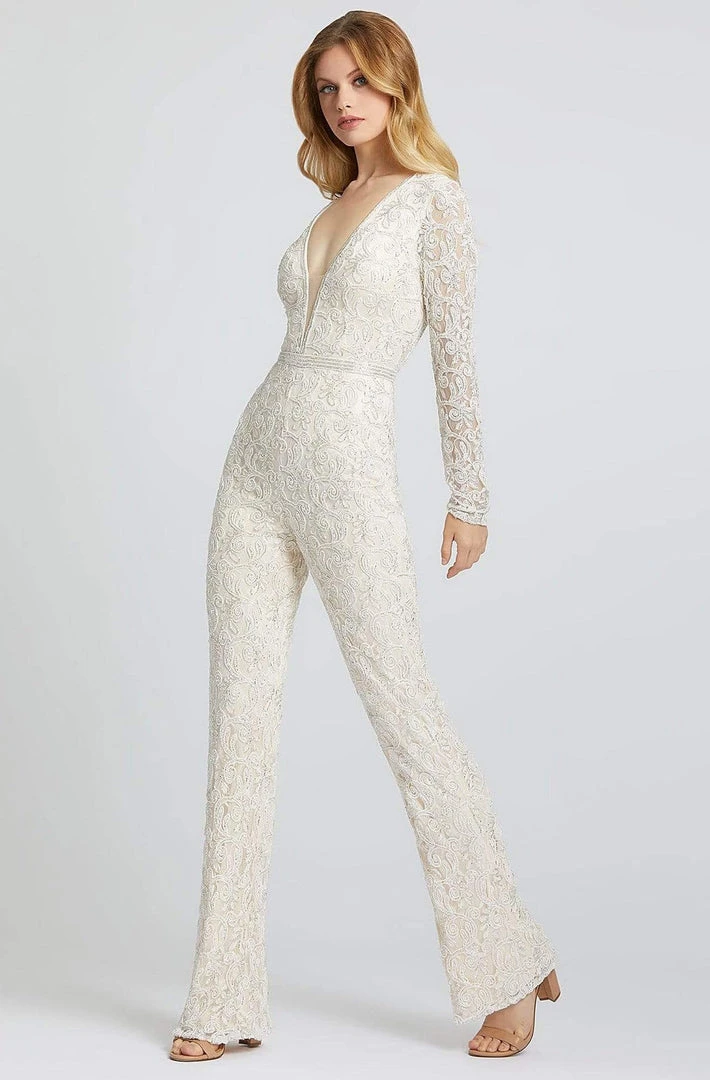 Mac Duggal Prom - 5120M Beaded Plunging V-Neck Jumpsuit 3 Mac Duggal Prom - 5120M Beaded Plunging V-Neck Jumpsuit