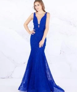 Formal Gowns Mac Duggal Prom - 66707M Lace Deep V-neck Mermaid Dress With Train 9 Formal Gowns Mac Duggal Prom - 66707M Lace Deep V-neck Mermaid Dress With Train