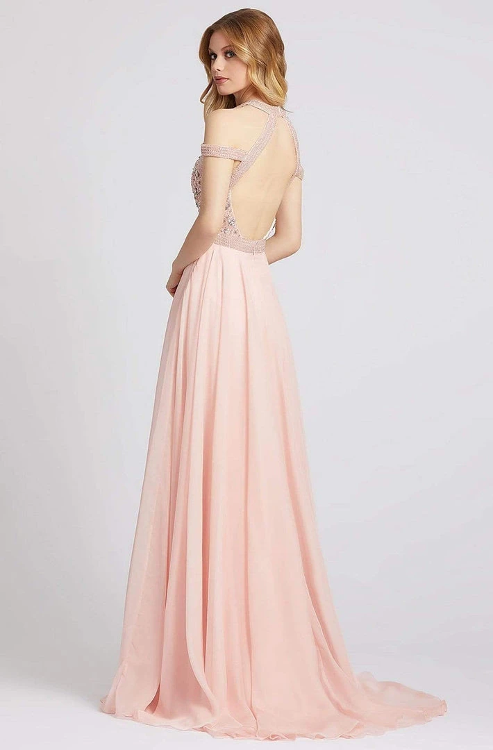 Mac Duggal Prom - 66879M Beaded Halter Cutout Gown With Slit Formal Gowns 4 Mac Duggal Prom - 66879M Beaded Halter Cutout Gown With Slit Formal Gowns