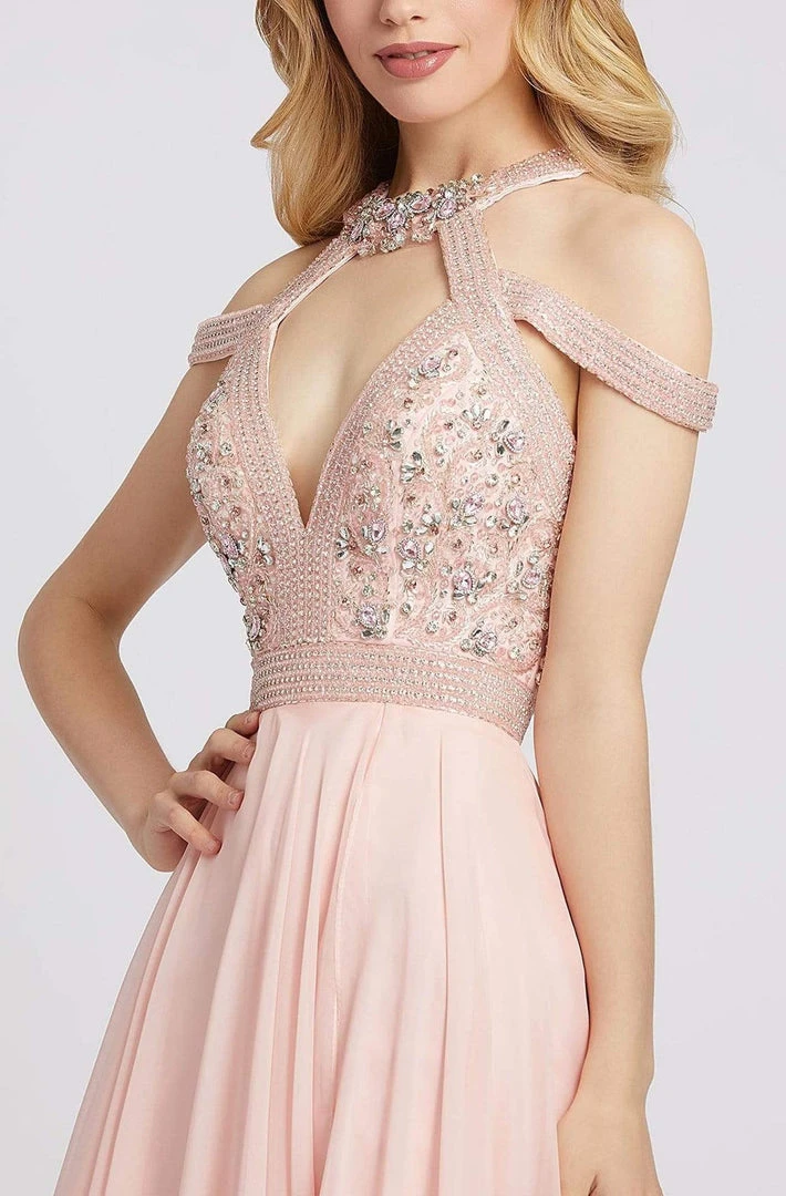 Mac Duggal Prom - 66879M Beaded Halter Cutout Gown With Slit Formal Gowns 5 Mac Duggal Prom - 66879M Beaded Halter Cutout Gown With Slit Formal Gowns