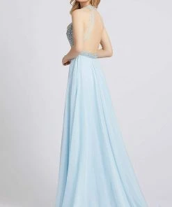 Mac Duggal Prom - 66881M Beaded Plunging Halter A-Line Gown Formal Gowns