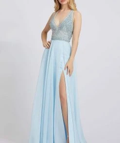 Mac Duggal Prom - 66881M Beaded Plunging Halter A-Line Gown Formal Gowns