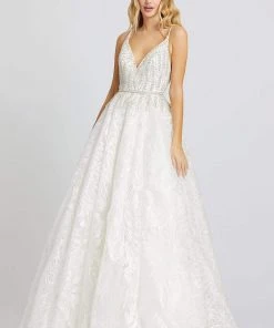 Mac Duggal Prom - 67309M Bedazzled Plunging V-neck A-line Gown Formal Gowns