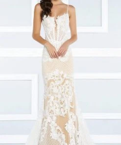 Mac Duggal - White Illusion Style 78999R Formal Gowns