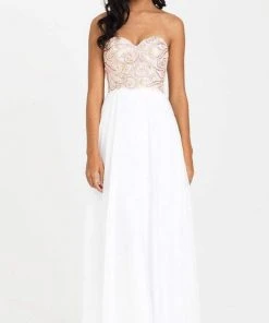 Madison James - 16-303 Dress In White Multi Formal Gowns