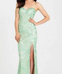 Formal Gowns Madison James - 16-304 Dress In Light Green Nude
