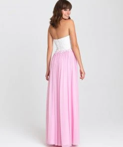 Formal Gowns Madison James - 16-311 Dress In White Pink