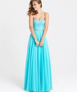 Formal Gowns Madison James - 16-379 Dress In Turquoise