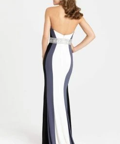 Formal Gowns Madison James - 16-381 Strapless Colorblock Dress - 1 Pcs White In Size 00 Available