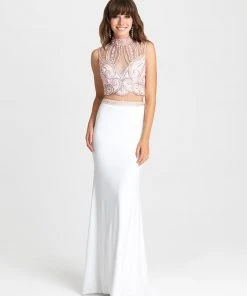 Madison James - 16-388 Dress In White Multi